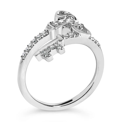 Sterling Silver 1/6 Cttw Key and Keyhole Diamond Ring