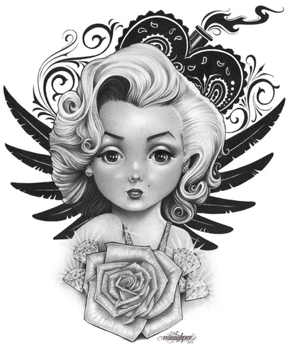 Lil Marilyn - Women's V-Neck Graphic T-Shirt