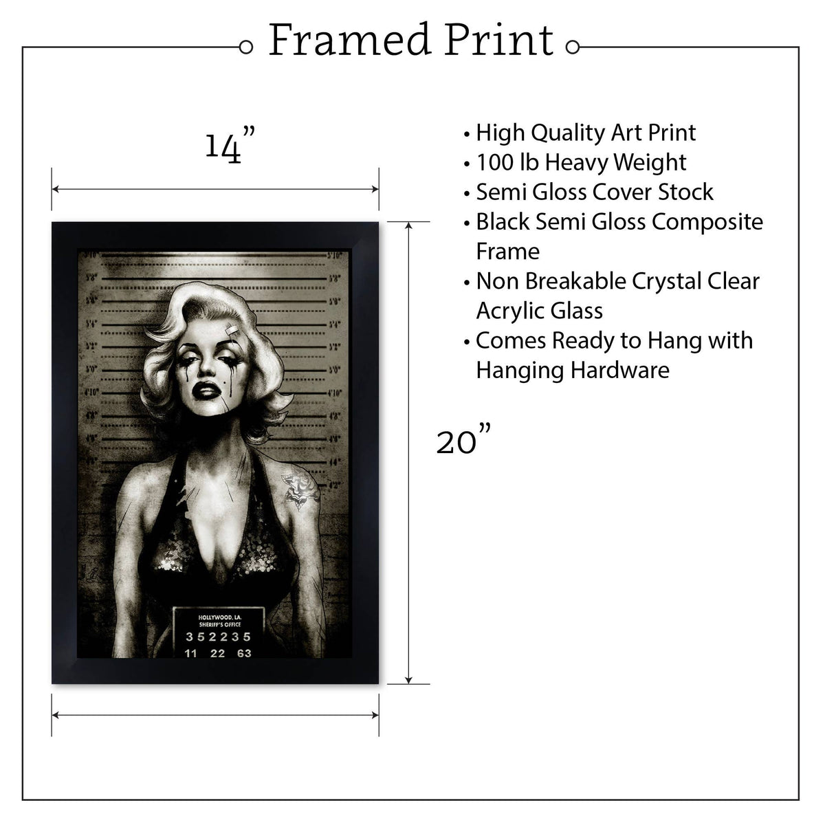 Monroe Mugshot - Art Print