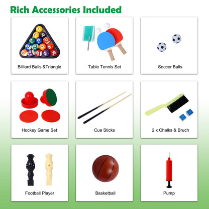 5 In 1 Multi Game Table Billiards, Push Hockey, Foosball, Ping Pong, And Basketball Black Red Black Mdf Steel