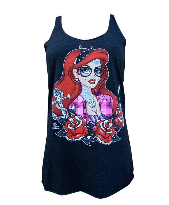 Tattooed Mermaid - Women's Unfinished Racer Back Tank Top