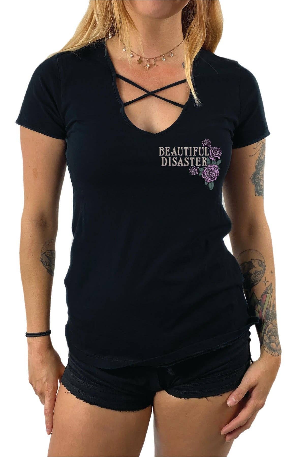 Unwritten V-Neck Strap Tee