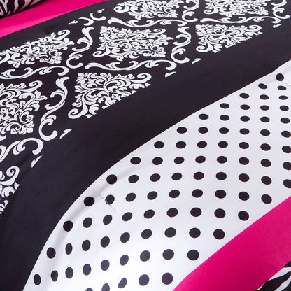 Zebra Damask 4-Piece Comforter Set, Hot Pink
